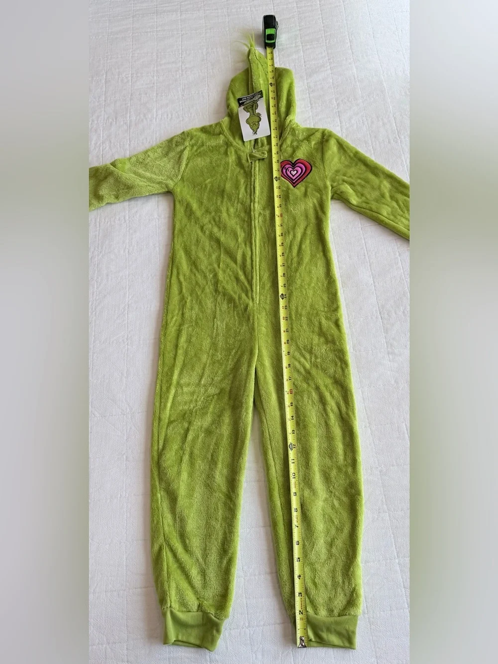 Grinch Kids Green Hooded One-Piece Pajama PJ Onesie Outfit Christmas Holiday M/8